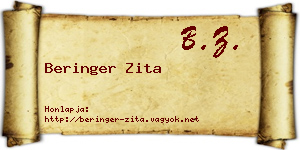 Beringer Zita névjegykártya